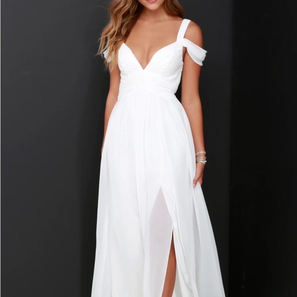 Lulus Ocean of Elegance Ivory Formal Wedding Prom Maxi Dress